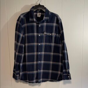 The North Face Men's Dark Navy Plaid Button-Down flannel shirt size XL